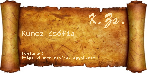 Kuncz Zsófia névjegykártya